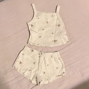 Quincy Mae Ditsy Clay Pointelle Tank & Shortie Set
